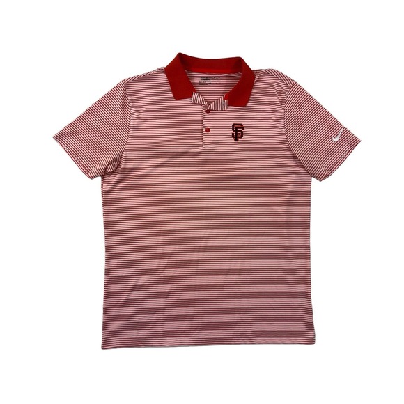 Nike Golf‎ Standard Fit Dri-Fit Men Orange Striped Short Sleeve Polo Sz L SF - Picture 1 of 7